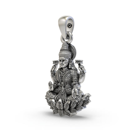925 Silver Lakshmi Pendant | Mahalakshmi Lotus & Blessings – Shukan Jewellers