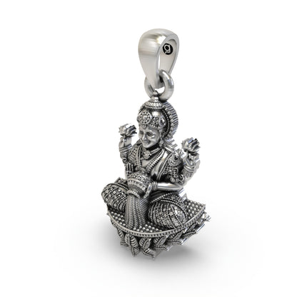 925 Silver Goddess Lakshmi Pendant | Handmade Mahalaxmi Jewelry