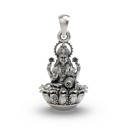 925 Silver Lakshmi Devi Pendant | Wealth & Prosperity Jewelry