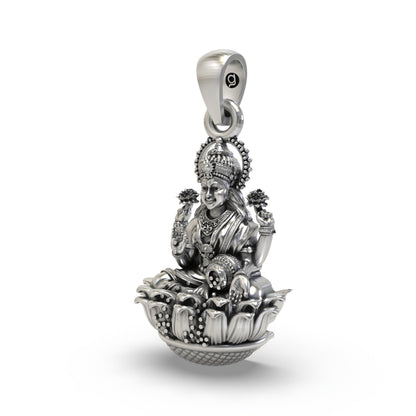 925 Silver Lakshmi Devi Pendant | Wealth & Prosperity Jewelry