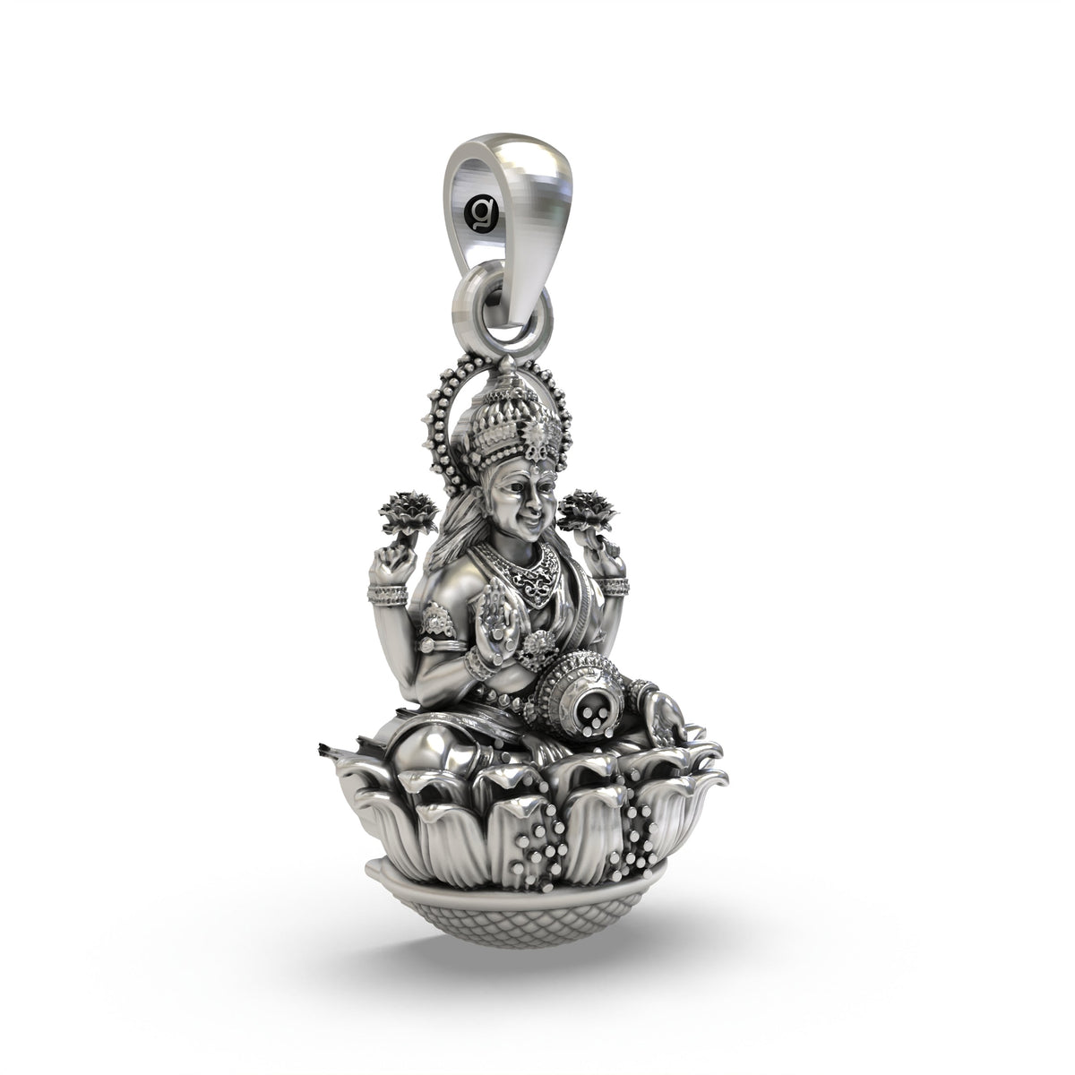 925 Silver Lakshmi Devi Pendant | Wealth & Prosperity Jewelry