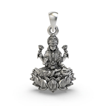 925 Silver Lakshmi Mata Pendant | Handmade Goddess Lakshmi – Shukan Jewellers
