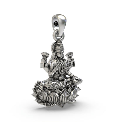 925 Silver Lakshmi Mata Pendant | Handmade Goddess Lakshmi – Shukan Jewellers