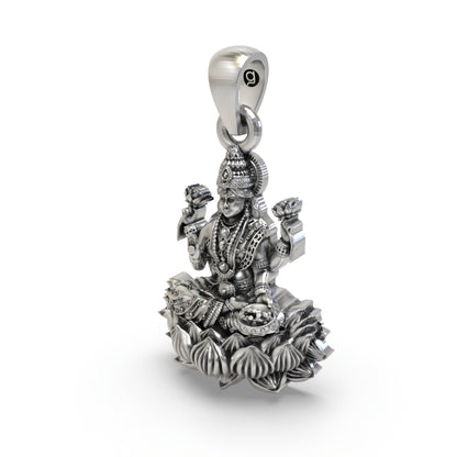 925 Silver Lakshmi Mata Pendant | Handmade Goddess Lakshmi – Shukan Jewellers
