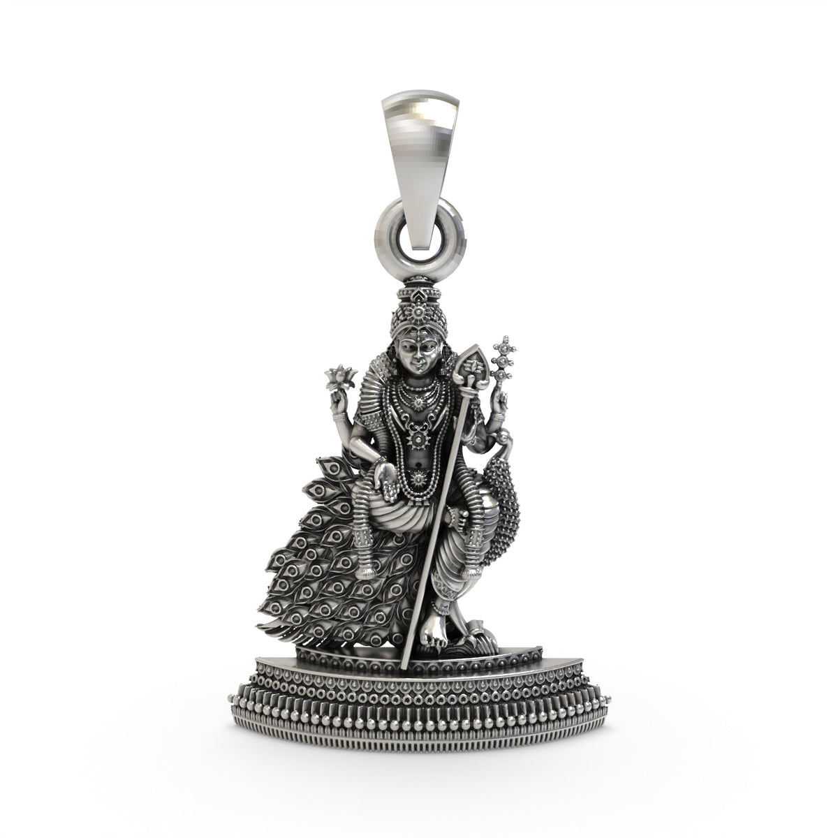 925 Silver Murugan Pendant | Kartikeya Peacock Idol – Shukan Jewellers