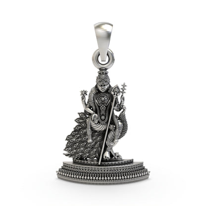925 Silver Murugan Pendant | Kartikeya Peacock Idol – Shukan Jewellers