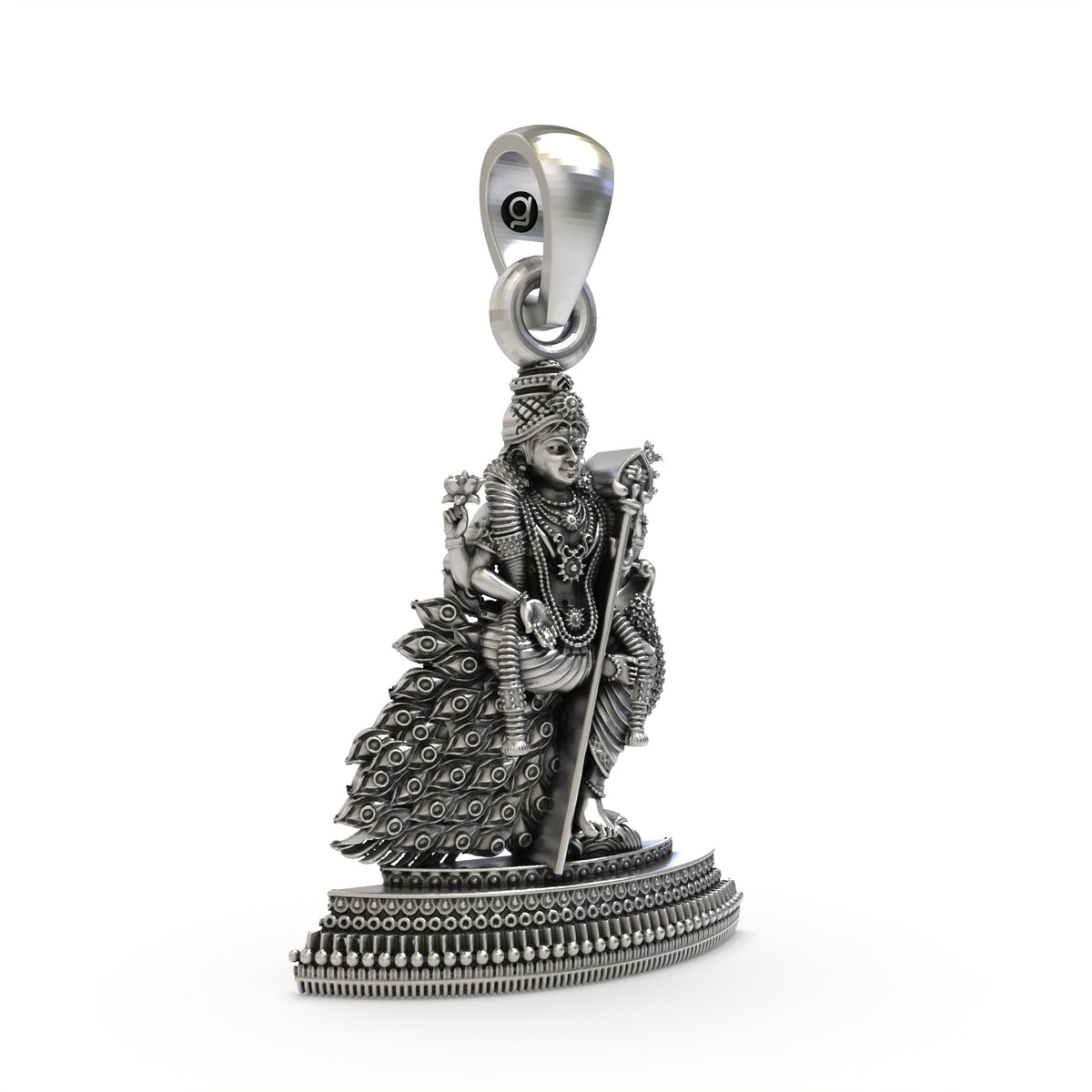 925 Silver Murugan Pendant | Kartikeya Peacock Idol – Shukan Jewellers