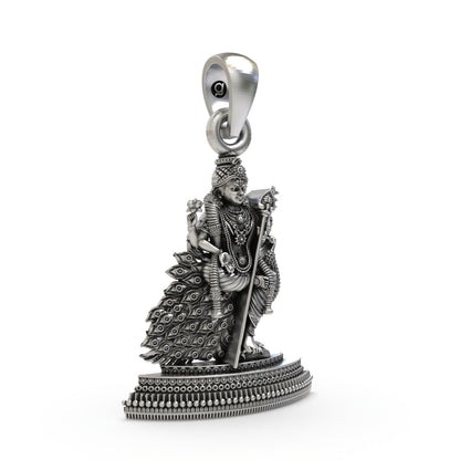 925 Silver Murugan Pendant | Kartikeya Peacock Idol – Shukan Jewellers