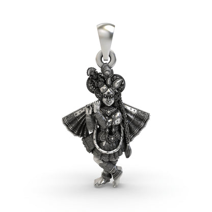 925 Silver Banke Bihari Ji Pendant | Krishna Vrindavan Idol – Shukan Jewellers