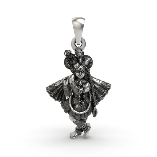 925 Silver Banke Bihari Ji Pendant | Krishna Vrindavan Idol – Shukan Jewellers
