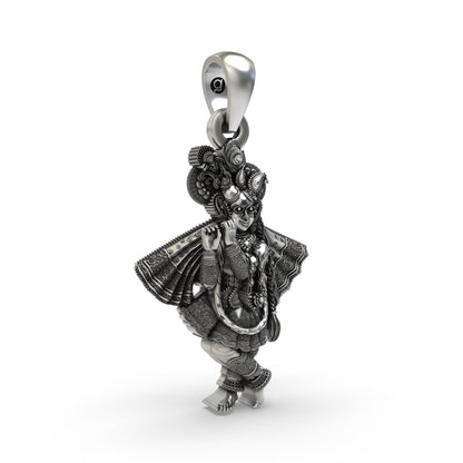 925 Silver Banke Bihari Ji Pendant | Krishna Vrindavan Idol – Shukan Jewellers