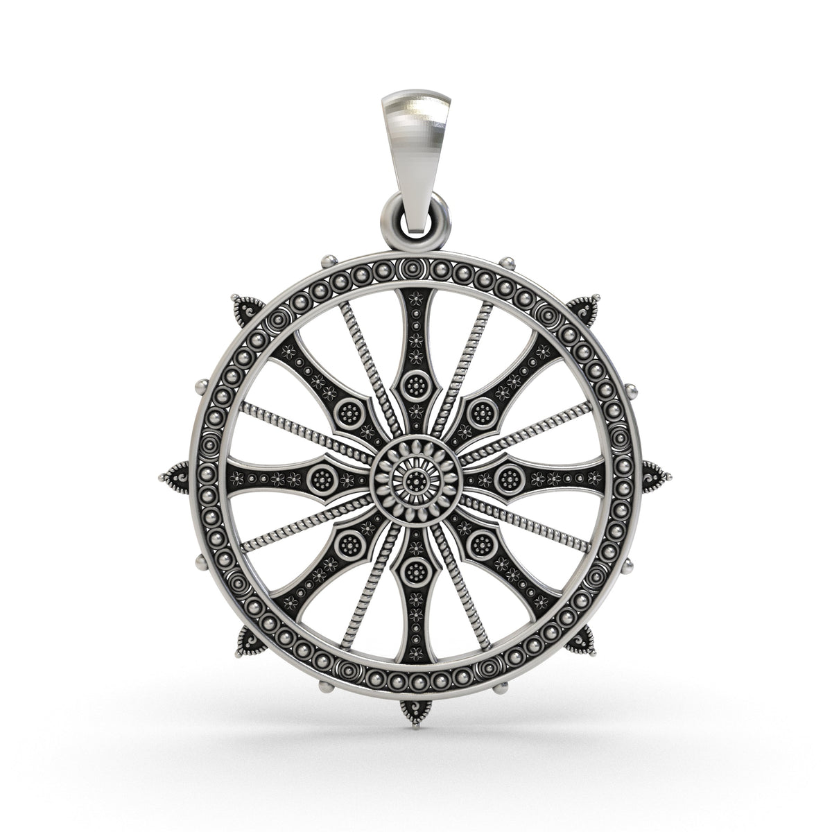 925 Silver Sudarshan Chakra Pendant | Konark Wheel – Shukan Jewellers