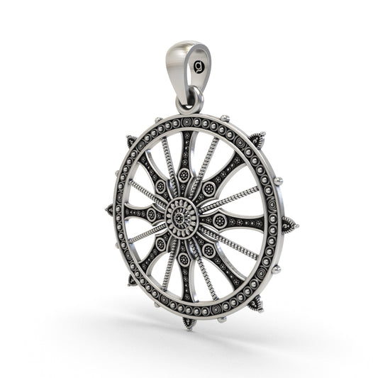 925 Silver Sudarshan Chakra Pendant | Konark Wheel – Shukan Jewellers