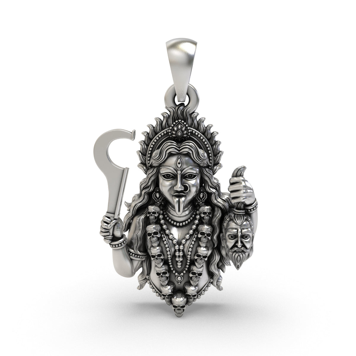 925 Silver Kali Maa Pendant | Fierce Goddess Kali – Shukan Jewellers