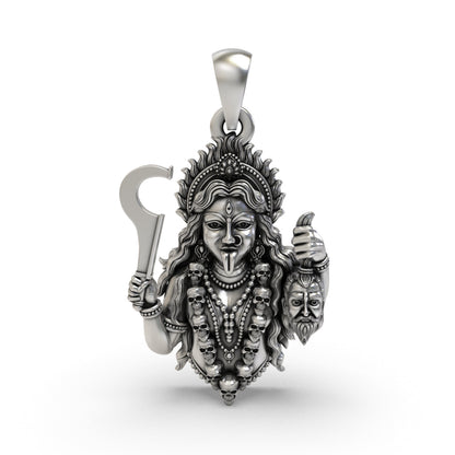 925 Silver Kali Maa Pendant | Fierce Goddess Kali – Shukan Jewellers