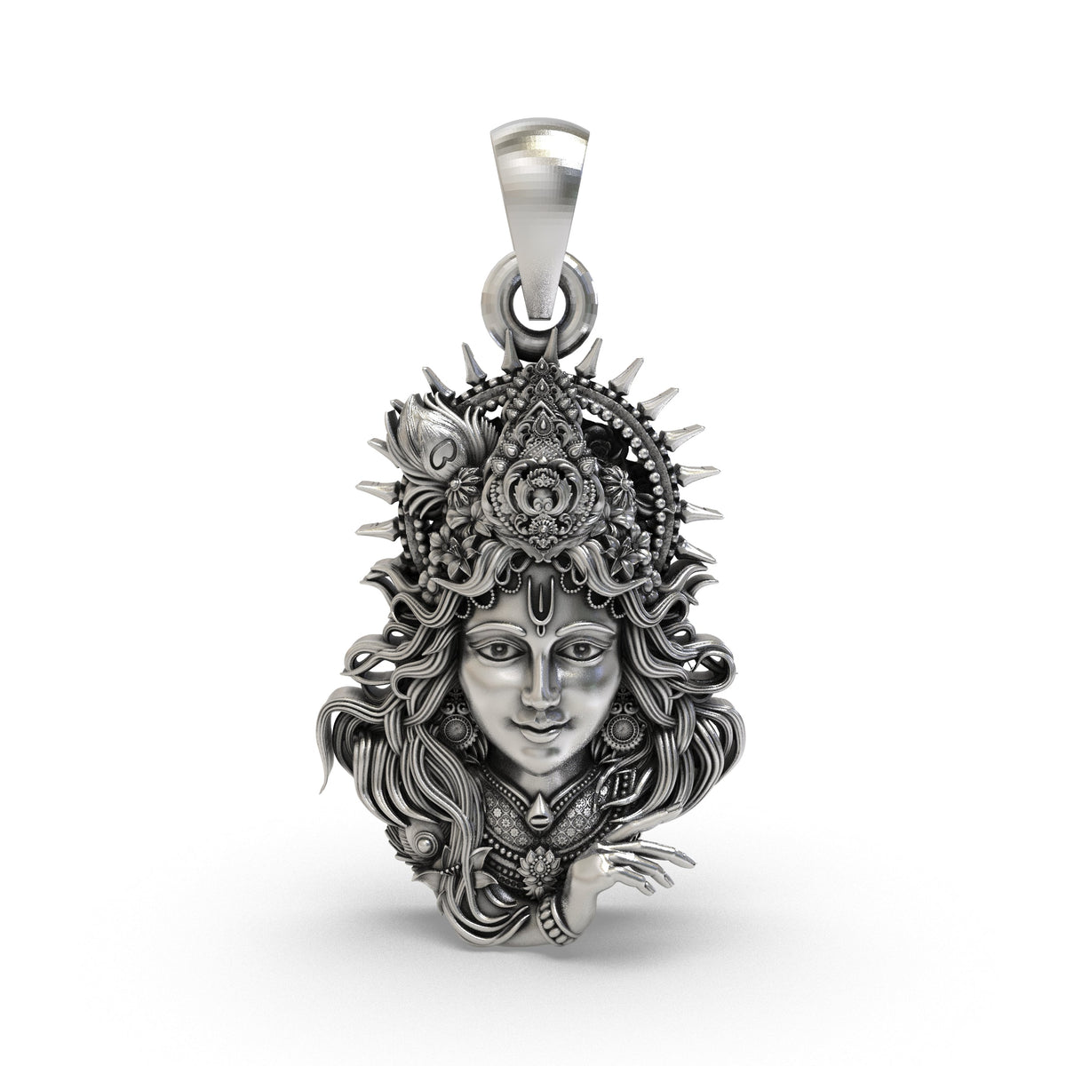 925 Silver Krishna Face Pendant | Lord Krishna – Shukan Jewellers