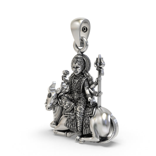 925 Silver Mahagauri Pendant | Durga on Bull – Shukan Jewellers