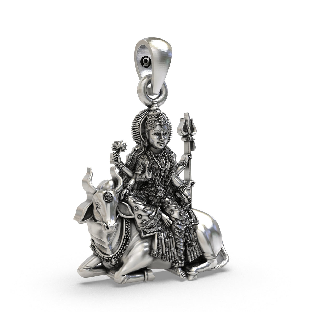 925 Silver Mahagauri Pendant | Durga on Bull – Shukan Jewellers