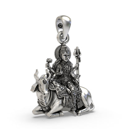 925 Silver Mahagauri Pendant | Durga on Bull – Shukan Jewellers