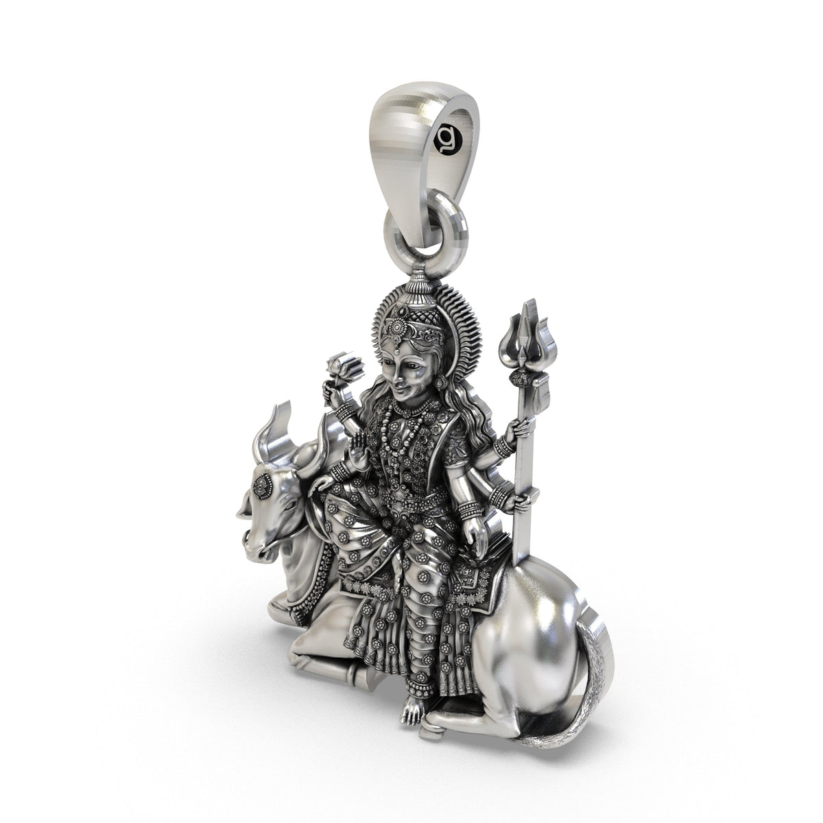 925 Silver Mahagauri Pendant | Durga on Bull – Shukan Jewellers