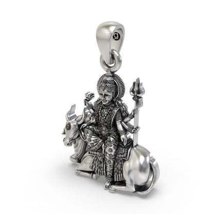 925 Silver Mahagauri Pendant | Durga on Bull – Shukan Jewellers