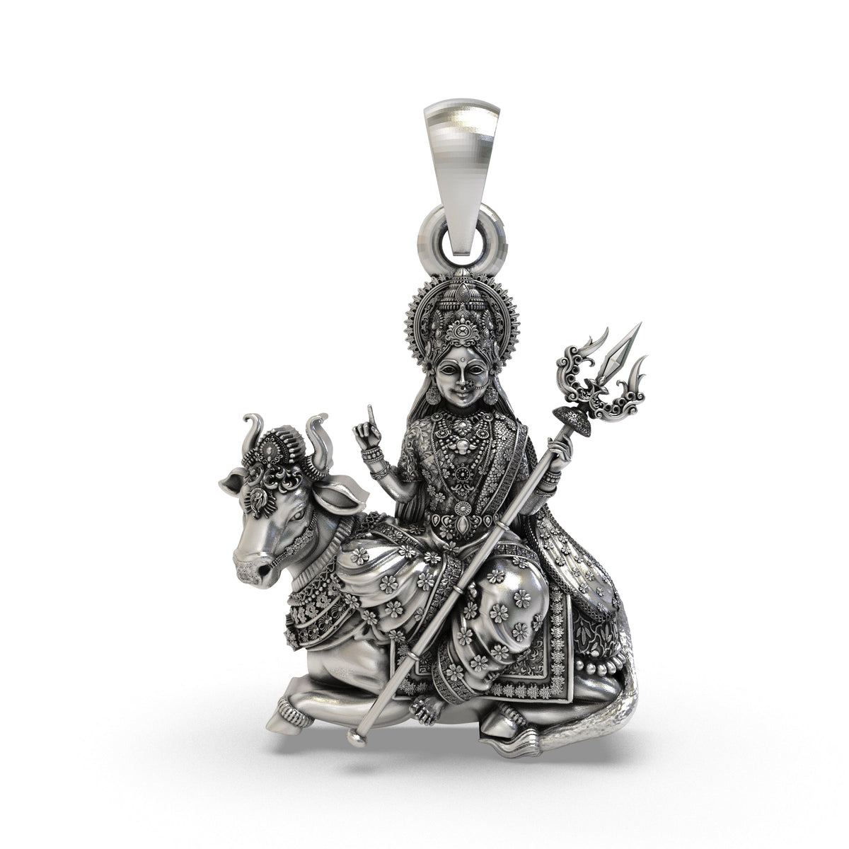 925 Silver Mahagauri Pendant | Durga on Bull – Shukan Jewellers