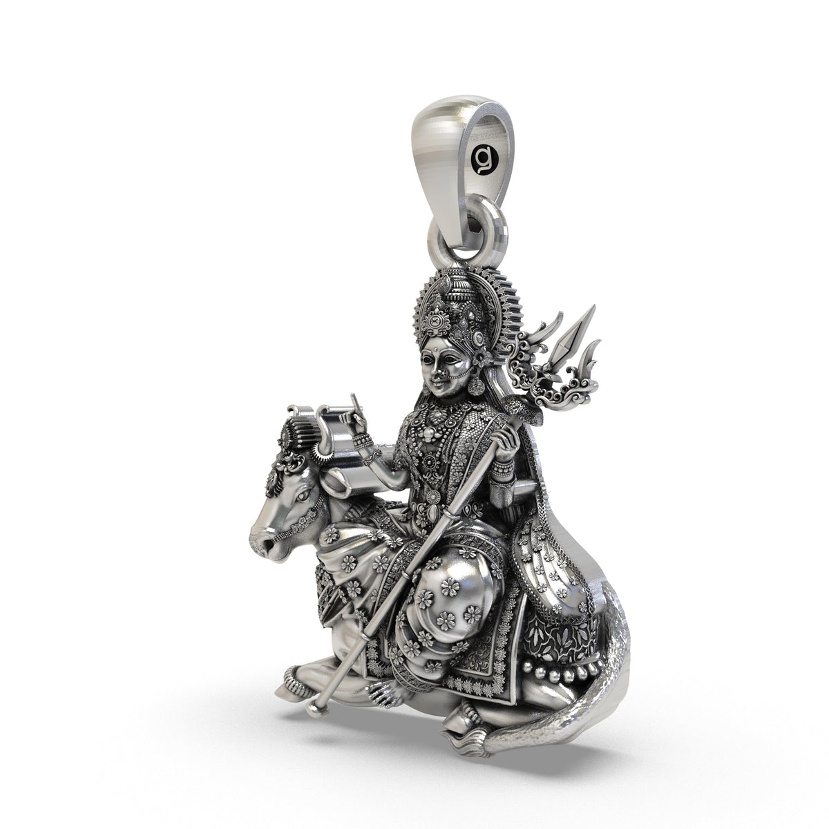 925 Silver Mahagauri Pendant | Durga on Bull – Shukan Jewellers