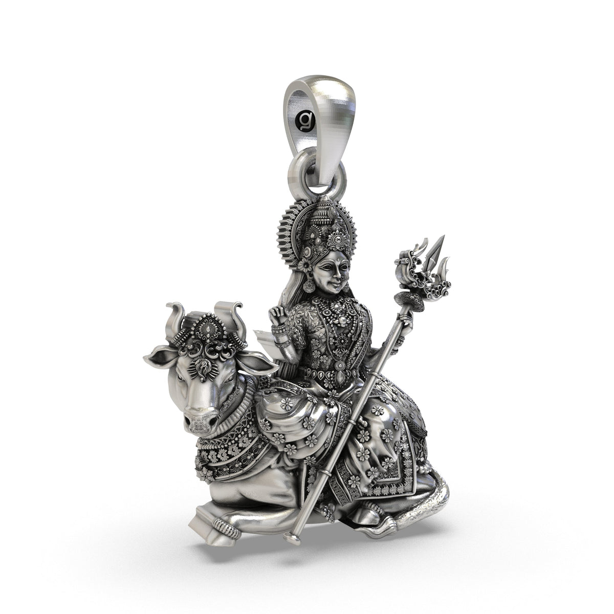 925 Silver Mahagauri Pendant | Durga on Bull – Shukan Jewellers