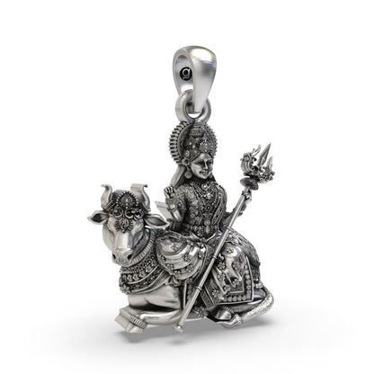 925 Silver Mahagauri Pendant | Durga on Bull – Shukan Jewellers