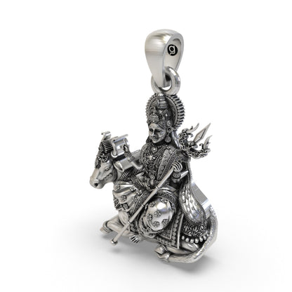 925 Silver Mahagauri Pendant | Durga on Bull – Shukan Jewellers