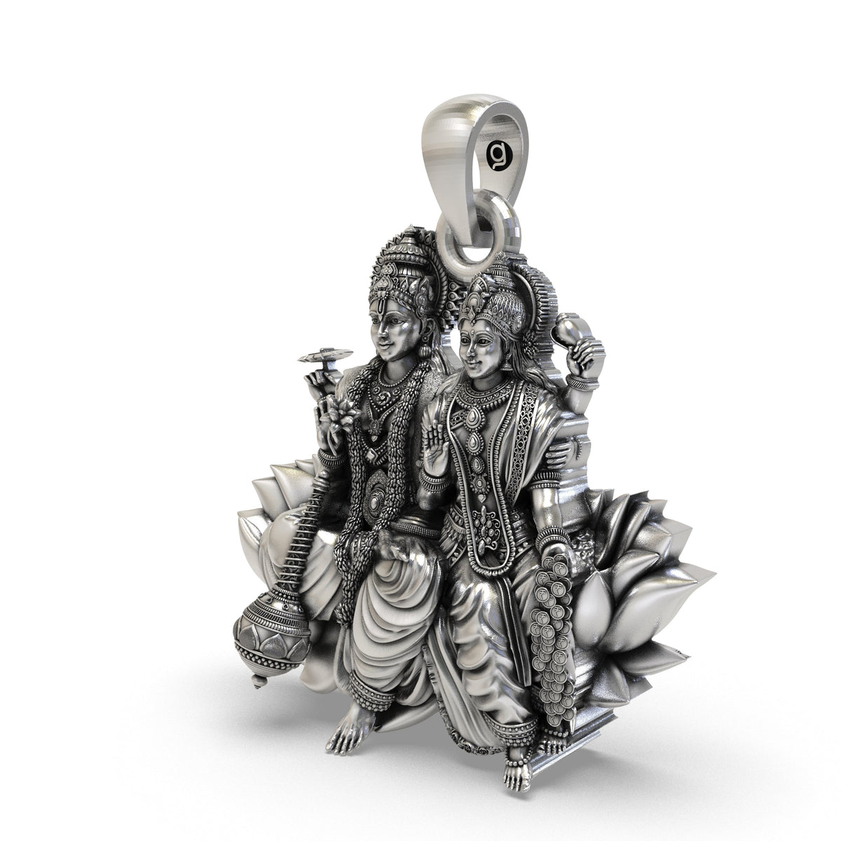 925 Silver Lakshmi Narayan Pendant | Vishnu & Lakshmi – Shukan Jewellers