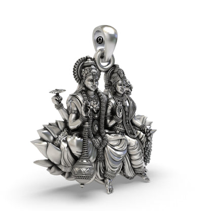 925 Silver Lakshmi Narayan Pendant | Vishnu & Lakshmi – Shukan Jewellers