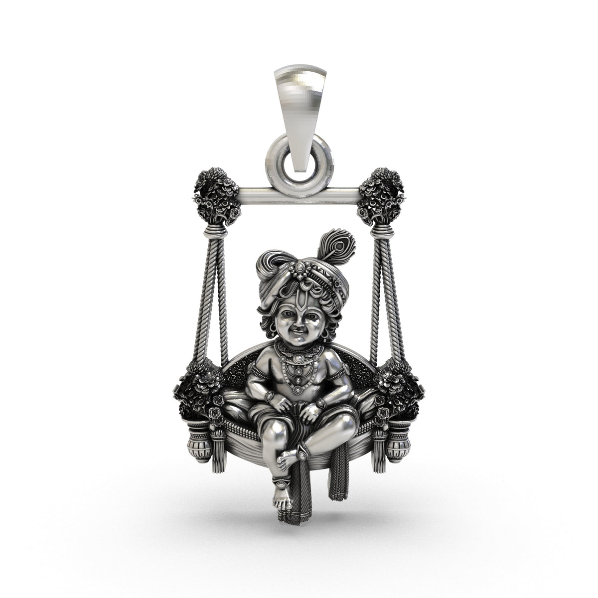 925 Silver Bal Gopal Jhula Pendant | Baby Krishna Swing – Shukan Jewellers