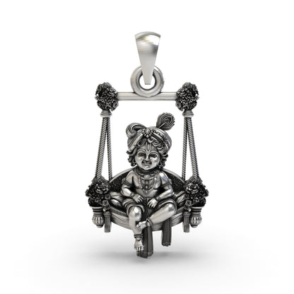 925 Silver Bal Gopal Jhula Pendant | Baby Krishna Swing – Shukan Jewellers