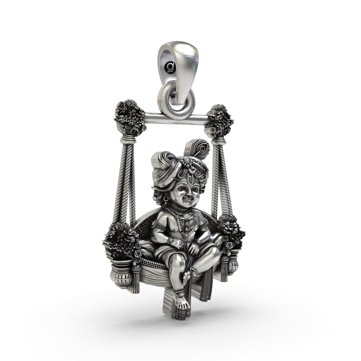 925 Silver Bal Gopal Jhula Pendant | Baby Krishna Swing – Shukan Jewellers