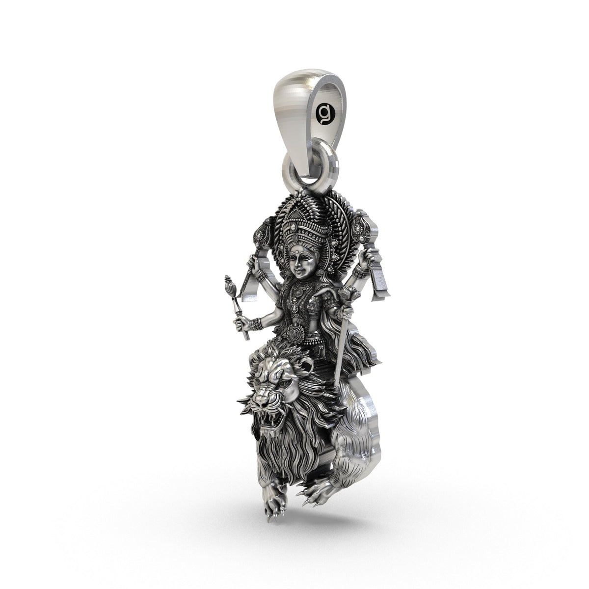 925 Silver Durga Maa Pendant | Simhavahini Lion & Navdurga – Shukan Jewellers