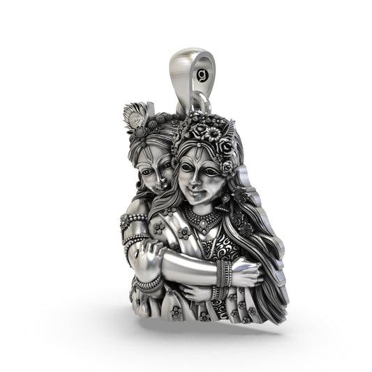 925 Silver Radha Krishna Embrace Pendant | Divine Love – Shukan Jewellers