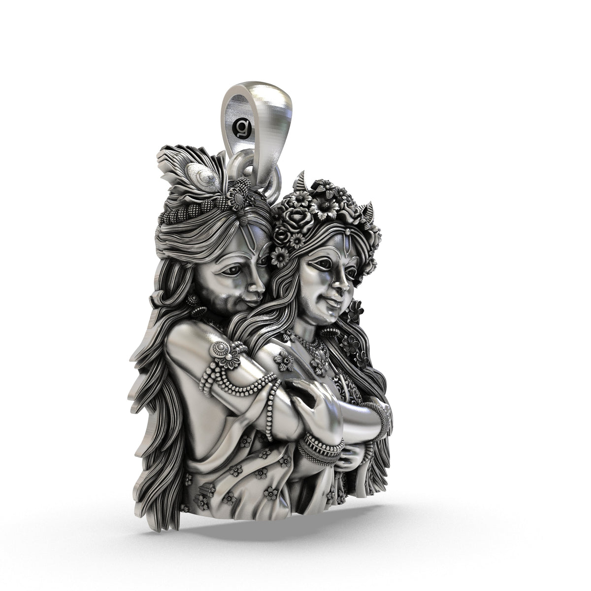 925 Silver Radha Krishna Embrace Pendant | Divine Love – Shukan Jewellers