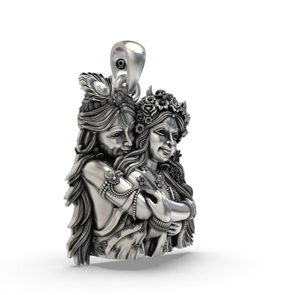 925 Silver Radha Krishna Embrace Pendant | Divine Love – Shukan Jewellers