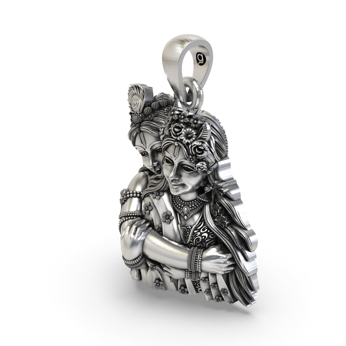 925 Silver Radha Krishna Embrace Pendant | Divine Love – Shukan Jewellers