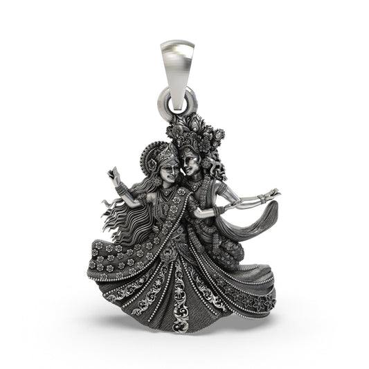 925 Silver Radha Krishna Raas Leela Pendant | Vrindavan Dancing Idol – Shukan Jewellers