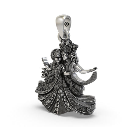 925 Silver Radha Krishna Raas Leela Pendant | Vrindavan Dancing Idol – Shukan Jewellers