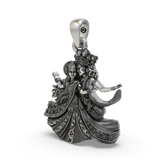 925 Silver Radha Krishna Raas Leela Pendant | Vrindavan Dancing Idol – Shukan Jewellers