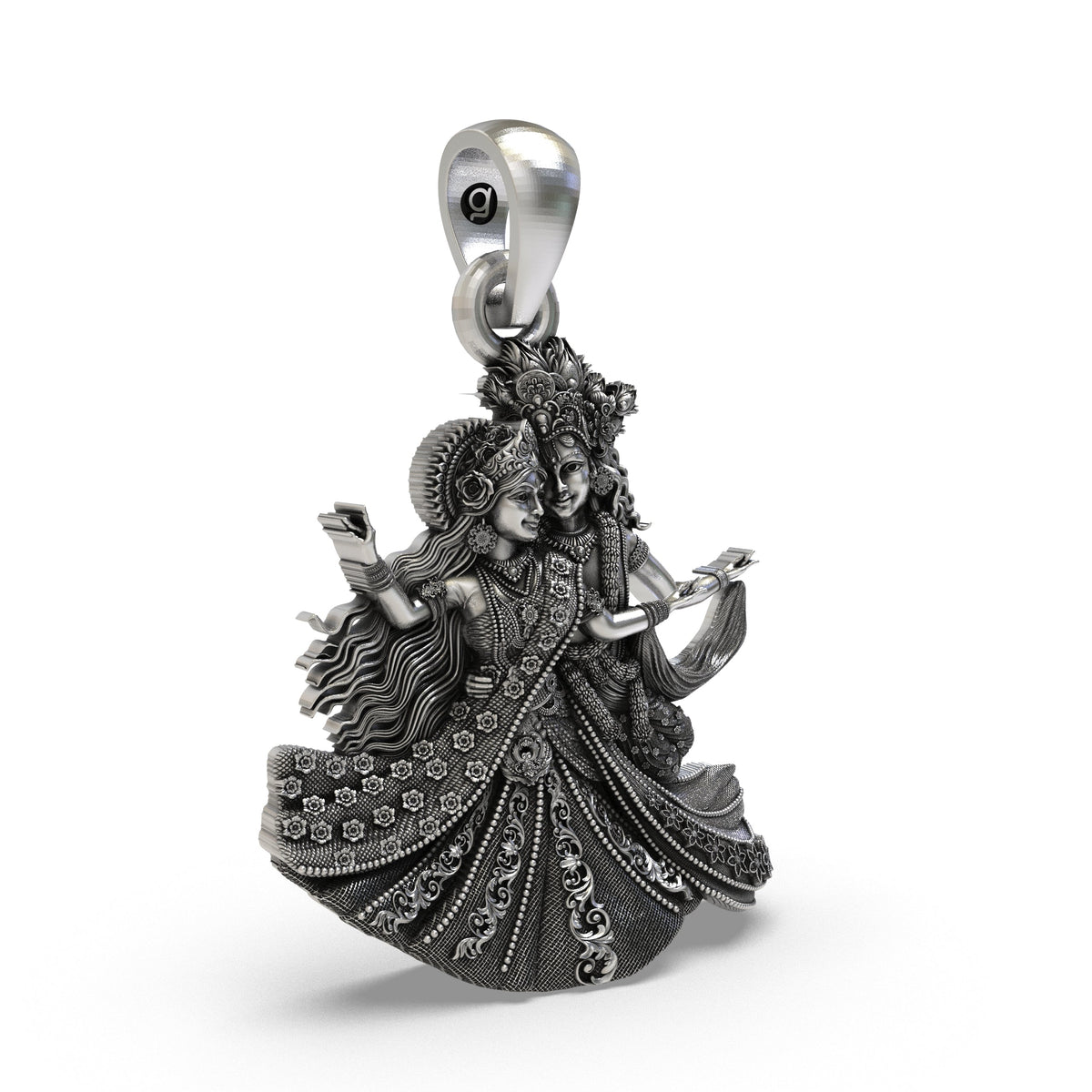 925 Silver Radha Krishna Raas Leela Pendant | Vrindavan Dancing Idol – Shukan Jewellers