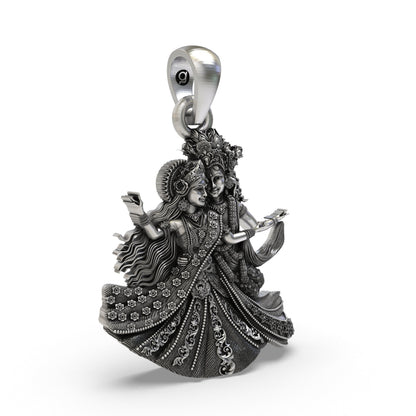 925 Silver Radha Krishna Raas Leela Pendant | Vrindavan Dancing Idol – Shukan Jewellers