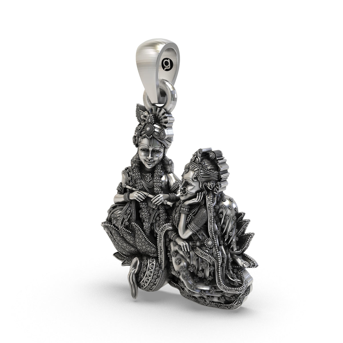 925 Silver Radha Krishna Pendant | Handcrafted Vrindavan Idol – Shukan Jewellers