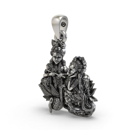 925 Silver Radha Krishna Pendant | Handcrafted Vrindavan Idol – Shukan Jewellers