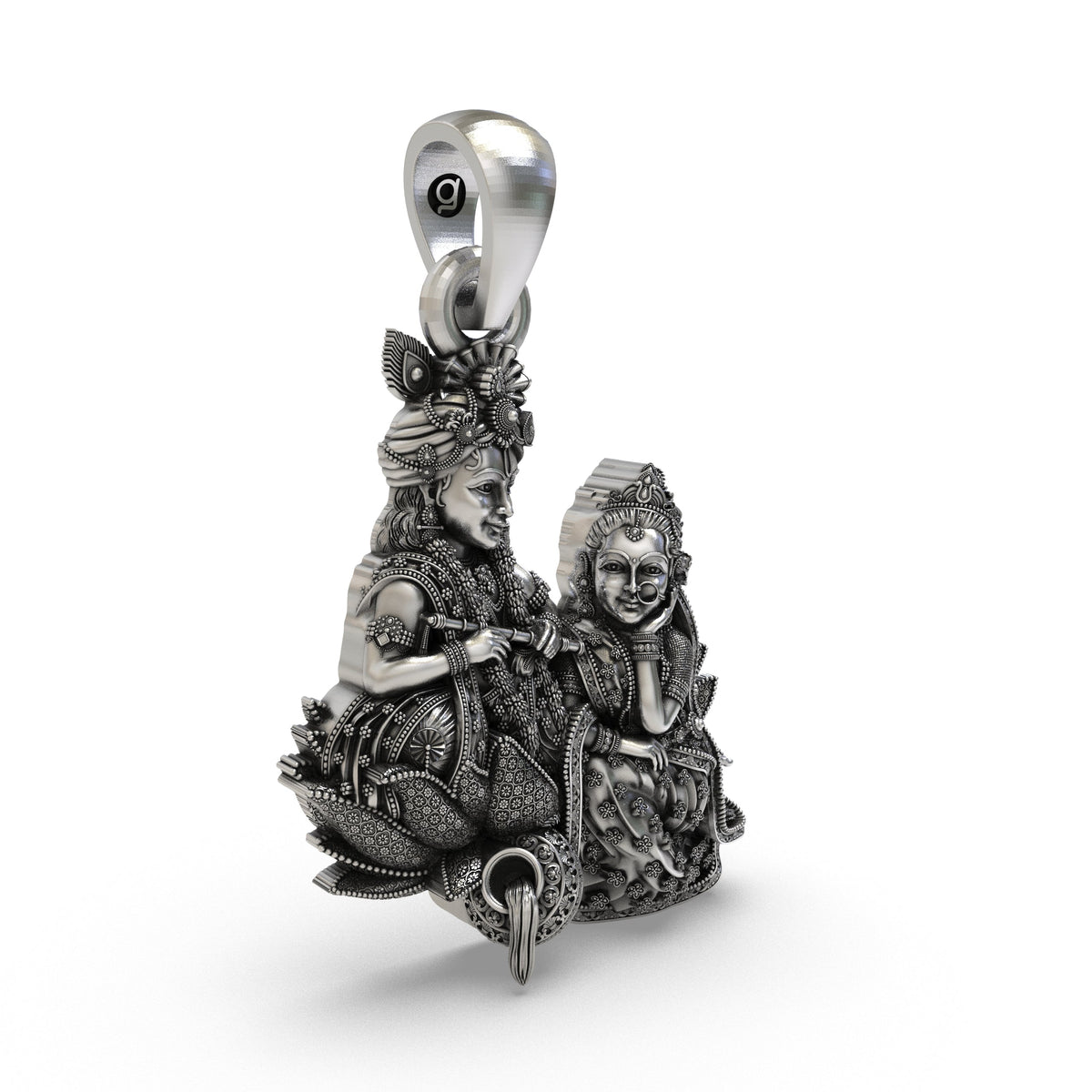 925 Silver Radha Krishna Pendant | Handcrafted Vrindavan Idol – Shukan Jewellers