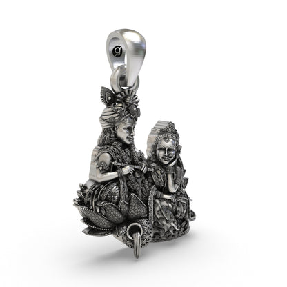 925 Silver Radha Krishna Pendant | Handcrafted Vrindavan Idol – Shukan Jewellers