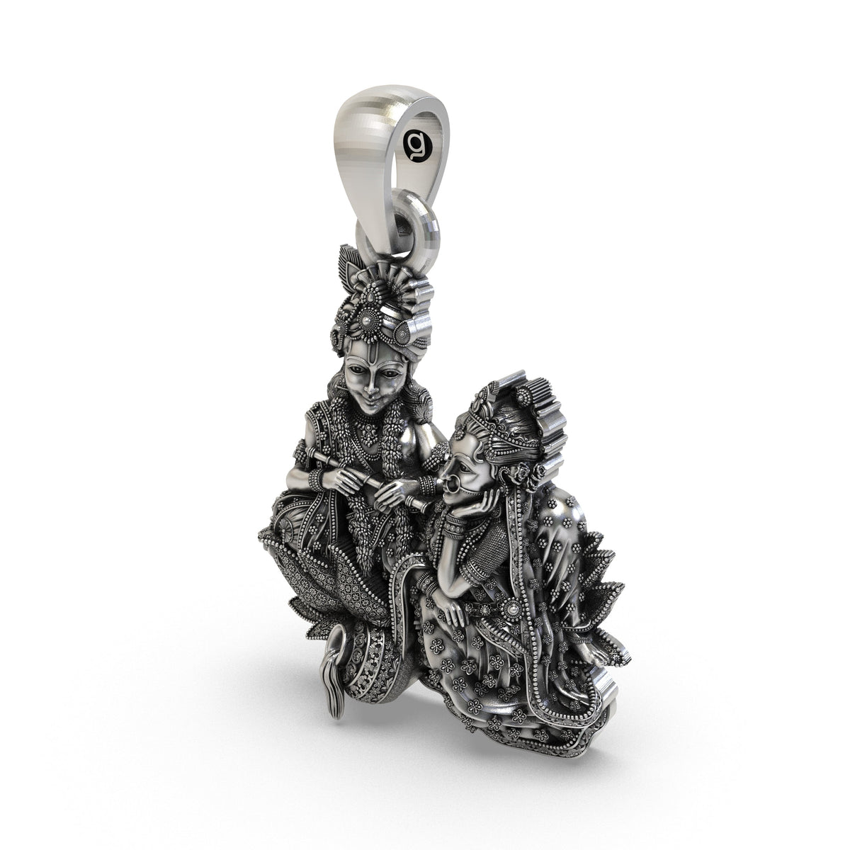 925 Silver Radha Krishna Pendant | Handcrafted Vrindavan Idol – Shukan Jewellers